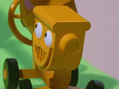 Toy Tractor With Face GIF