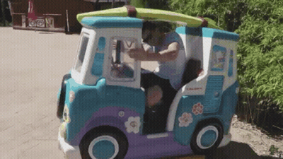 Toy Van With Surfboard And Letter V GIF