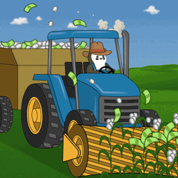 Tractor Penguin Harvesting Corn GIF