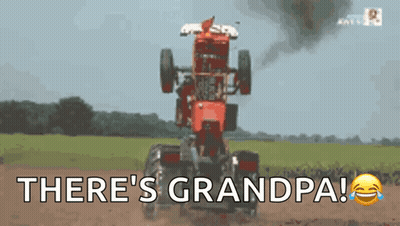 Tractor With Words There's Grandpa GIF