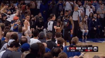 Trae Young Smiling At Crowd GIF