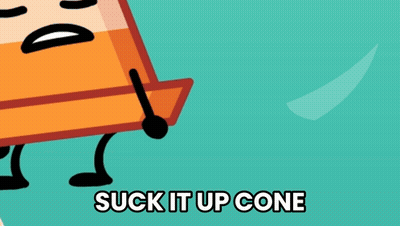 Traffic Cone With Arms And Legs Saying Suck It Up GIF