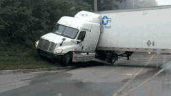 Trailer Truck U Turn Fail GIF