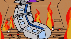 Train Crash Inside The House Cartoon GIF