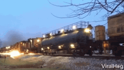Train Crash Slowly Running While Burning GIF