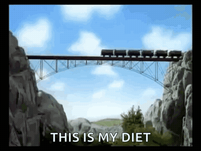 Train Going Over Bridge Saying This Is My Diet GIF