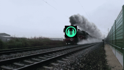 Train On Tracks With Green Circle B GIF