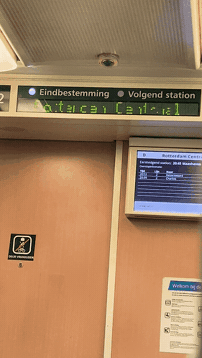 Train Sign Saying Rotterdam Central GIF