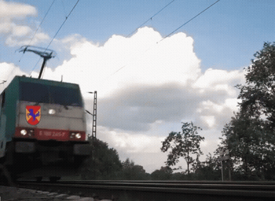 Train With Crest Going Down Track GIF
