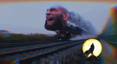 Train With Man's Head Front GIF