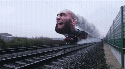 Train With Man's Head On It GIF