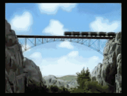 Train Wreck Falling On River GIF