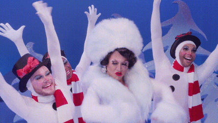 Tranny Surprise Bendele Creme Wave Hands With Snowman GIF