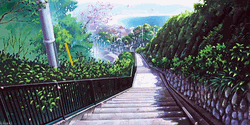Tranquil Stairs Anime Scenery