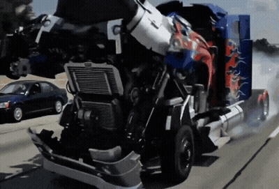 Transformer Driving Down Highway Head Down GIF