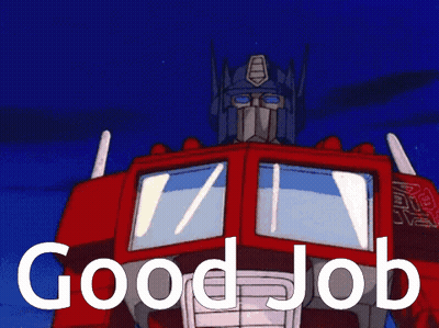 Transformer Saying Good Job In Blue Sky GIF