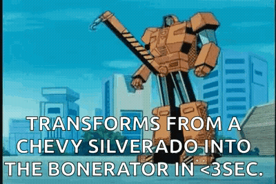 Transformer Transforming From Chevy Silverado Into Boneator GIF