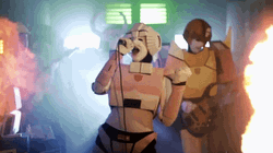 Transformers Cosplay Band Playing GIF