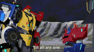 Transformers Standing Together Talking GIF