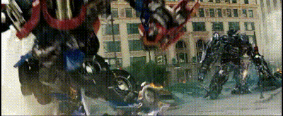 Transformers Walking Down Street GIF