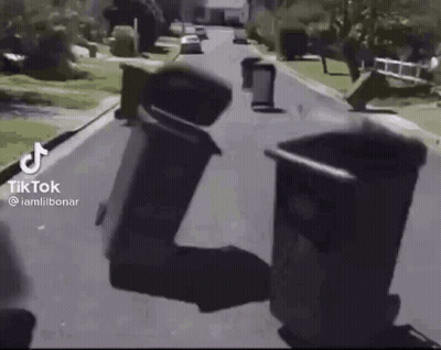 Trash Cans On Side Of Road GIF