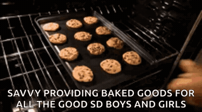 Tray Of Cookies In Oven Savvy Providing Baked Goods For All The Good SD Boys And Girls GIF