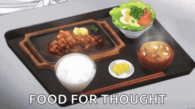 Tray Of Food Saying Food For Thought GIF
