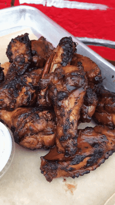 Tray Of Grilled Chicken Wings With Ranch GIF