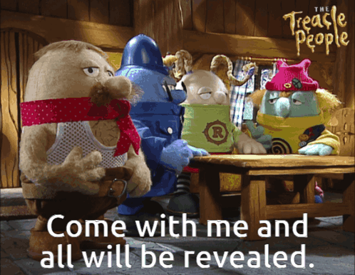Treacle People Poster Stuffed Animals Sitting Around Table GIF