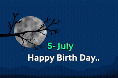 Tree Branch With Full Moon And Happy Birthday GIF