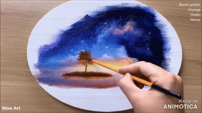 Tree Painting Saying Wow Art GIF