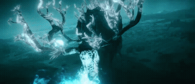 Tree With Glowing Branches In Water GIF