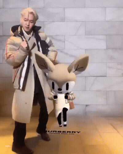 Trench Coat Man With Stuffed Animal Burberry Sign GIF
