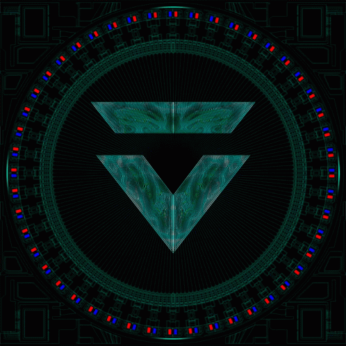 Triangle Inside Circle With Red And Blue Lights GIF