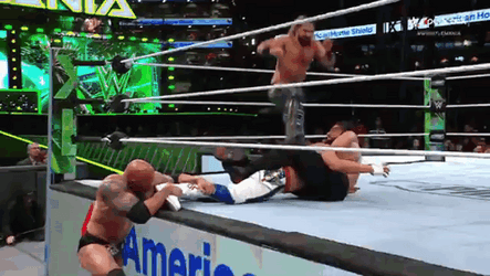 Tribal Chief Got Stomp By Seth Rollins GIF