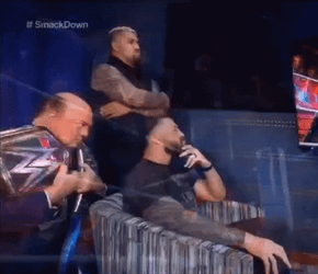 Tribal Chief Roman Reign Sitting And Holding Beard GIF