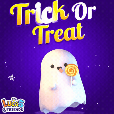 Trick Or Treat Ghost Holding Lollipop GIF