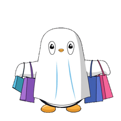 Trick Or Treat Ghost With Shopping Bags Animation GIF