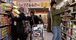 Trio Doing Black Friday Supermarket Shopping GIF