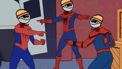 Trio Spiderman With Mask Meme GIF