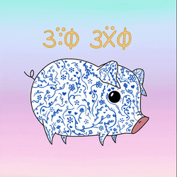 Trippy Cute Doodled Pig Flies GIF