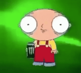 Trippy Stewie Griffin Monster Drink Can GIF