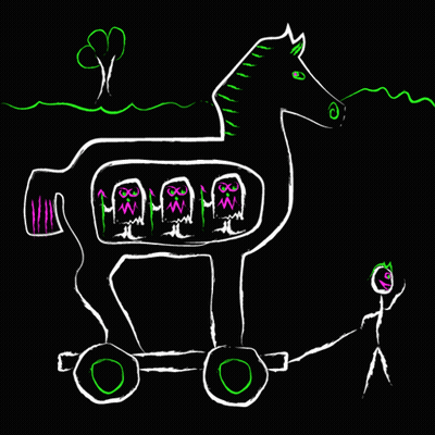 Trojan Horse With Owls GIF