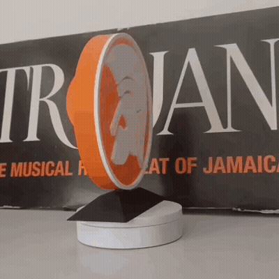 Trojan Sign In Front Of Trojan Logo GIF
