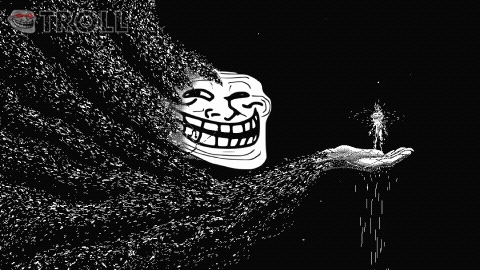 Troll Face Emerging From Hand GIF
