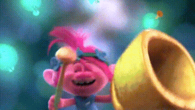 Troll Holding Trumpet And Flower GIF