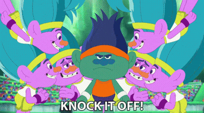 Troll Surrounded By Trolls Saying Knock It Off GIF