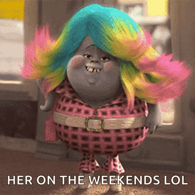 Troll With Rainbow Wig Saying Her On The Weekends Lol GIF