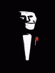 Trollface Suit With Rose GIF