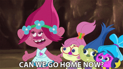 Trolls Standing Together Saying Can We Go Home Now GIF